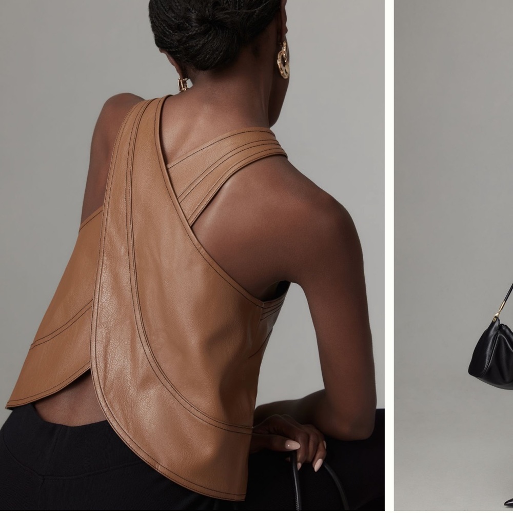 Anthropologie Tan Asymmetrical Top